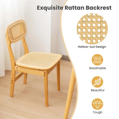 Tangkula Rattan Dining Chairs Set Of 4 Kitchen Dining Chairs W/ Simulated Rattan Backrest 6 Tangkula Rattan Dining Chairs Set Of 4 Kitchen Dining Chairs W/ Simulated Rattan Backrest - Image 4