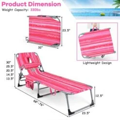 Tangkula Set Of 2 Lounge Chair Beach Chair W/ Face Arm Hole Detachable Pillow Adjustable Backrest Side Pocket Outdoor Chaise Sunbathing Chair Hot Pink -Beauty house GUEST 00c20e8a 4dec 4db9 9050 4f0c495f8da7
