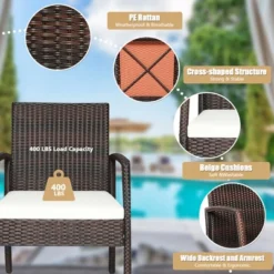 Tangkula 7PCS Patio Dining Furniture Set W/ Wooden Tabletop Cushion Umbrella Hole -Beauty house GUEST 00fa7025 a772 45f8 9848 a8b89a3c47b5