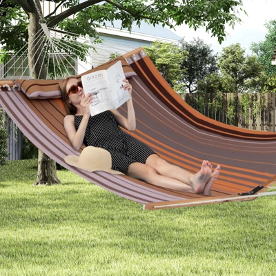 Tangkula Patio Hammock Foldable Portable Swing Chair Bed Detachable Pillow Blue & Green 5 Tangkula Patio Hammock Foldable Portable Swing Chair Bed Detachable Pillow Blue & Green - Image 3