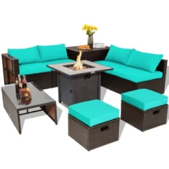 Tangkula 9 PCS Outdoor Patio Furniture Set W/ 30" Propane Fire Pit Table PE Wicker Space-Saving Sectional Sofa W/ Storage Box And Cushions Black/Gray/Navy/Red/Turquoise/Off White 29 Tangkula 9 PCS Outdoor Patio Furniture Set W/ 30" Propane Fire Pit Table PE Wicker Space-Saving Sectional Sofa W/ Storage Box And Cushions Black/Gray/Navy/Red/Turquoise/Off White -Beauty house GUEST 0167bc19 882a 4999 abb1 cfdaf7ff567d