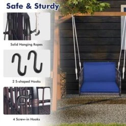 Tangkula Patio Rattan Porch Swing Single Person Hanging Seat W/ Seat & Back Cushions Backyard -Beauty house GUEST 0168033d bb69 47ba 9c4a 3568e22d26fa