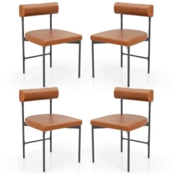 Tangkula Dining Chair Set Of 4 Faux Leather Upholstered Kitchen Side Chair W/ Curved -Beauty house GUEST 019ebe8e c011 43d5 89f4 728ce24cba59
