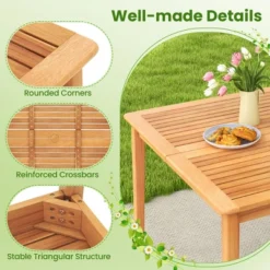Tangkula 39" 4-Person Outdoor Acacia Wood Dining Table W/ 1.96" Umbrella Hole For Porch -Beauty house GUEST 02070ea9 3f62 4022 8028 2b0d77607443