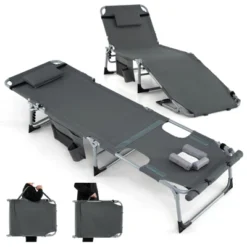 Tangkula Outdoor Folding Chaise 5-Position Lounge Chair W/ Face Hole & Adjustable Footrest -Beauty house GUEST 0221f298 5df4 401a 8802 d8e636b4bfb0