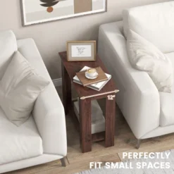Tangkula Wood End Table 2-tier Rectangular Side Table Home Accent Table W/ Storage Shelf Small Night Stands Sofa Side Coffee Table Mahogany/White -Beauty house GUEST 02375d32 3762 4603 b9ee 11f287290c73