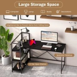 Tangkula 59 Inch L-Shaped Computer Desk Large Reversible Corner Desk W/ Open Storage Shelves Space-Saving Writing Study Table PC Laptop Gaming Desk Black/White + Natural/Black + Walnut -Beauty house GUEST 02a9aae1 c518 412c ba10 b4c57ac8d918