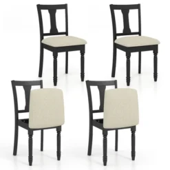 Tangkula Set Of 4 Upholstered Wooden Dining Chair W/ Seat Storage Space -Beauty house GUEST 02b04655 1f8d 46aa 8016 b4579464449f