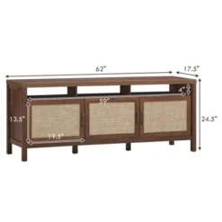 Tangkula Universal TV Stand Cabinet Television Media Console With 3 Rattan Doors Grey Oak Walnut -Beauty house GUEST 02bbcceb 949d 4ed3 adb6 28cc6e5e1821