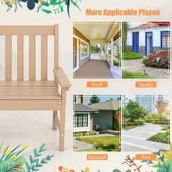 Tangkula Garden Bench All-Weather HDPE 2-Person Outdoor Bench For Front Porch Backyard Gray -Beauty house GUEST 02dd8701 7448 467f bdf5 c3f38f9e39f3