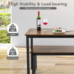 Tangkula 3pcs Dining Table Set For 4 Modern Industrial Counter Height Kitchen Table Set With 2 Benches For Dining Room Natural/Brown 17 Tangkula 3pcs Dining Table Set For 4 Modern Industrial Counter Height Kitchen Table Set With 2 Benches For Dining Room Natural/Brown -Beauty house GUEST 03009515 e0f4 40d3 837b f56261ab5816