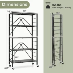 Tangkula 2PCS Foldable Storage Shelf W/ Wheels Adjustable Shelves Metal Shelving Unit -Beauty house GUEST 034db71f 799e 42bb a1ee 81457fb8e9de