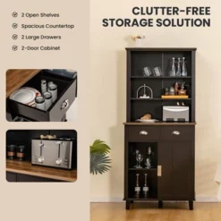 Tangkula Freestanding Buffet Hutch Kitchen Pantry Storage Cabinet W/ Sliding Doors -Beauty house GUEST 0371b196 3f31 4cf9 b3ca b6b11cfc489c