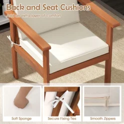 Tangkula 4 Pieces Patio Furniture Set Acacia Wood Porch Chairs W/ Table -Beauty house GUEST 03d8e836 ecd8 43b4 9dc1 baffaeb59f6e