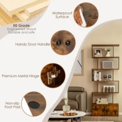 Tangkula 2 PCS Bookshelf W/ Cabinet 6-Tier S-Shaped Bookcase Storage Rack Rustic Brown 15 Tangkula 2 PCS Bookshelf W/ Cabinet 6-Tier S-Shaped Bookcase Storage Rack Rustic Brown -Beauty house GUEST 03ff78b5 f5d1 4eb3 807a dc89006ba087