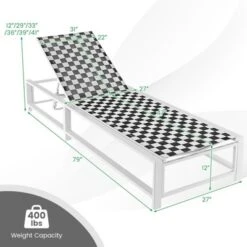 Tangkula Patio Chaise Lounge Chair Outdoor Aluminum Adjustable 5-Position Recliner With Wheel For Garden Yard Pool -Beauty house GUEST 04095f98 1a16 4fec 90a4 3de6683048ab