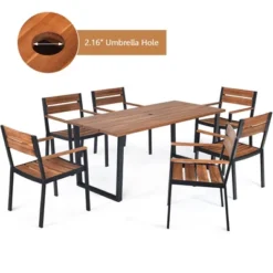 Tangkula Patented 7PCS Patio Dining Set Outdoor Furniture Set W/ 6 Armchairs Umbrella Hole -Beauty house GUEST 0433d86e 0325 447f b294 b0974b388021
