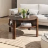 Tangkula Round Coffee Table With 4 Side Compartments 2-Tier Circle Coffee Table