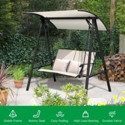 Tangkula Outdoor Patio Swing Loveseat Hammock Hanging Chair Beige -Beauty house GUEST 047101bb 6315 433a 851f aa15cac9d485