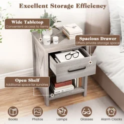 Tangkula Nightstand Sofa Side Table Rustic End Table W/ Drawer & Shelf For Living Room -Beauty house GUEST 04a73f70 8c17 4bf7 b53b fcbebdfbf96f