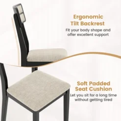 Tangkula Modern Dining Chairs Set Of 4 W/Tilt Backrest Rubber Wood Legs Soft Padded Seat -Beauty house GUEST 051439ba deb8 401a b240 73e74d539ad0