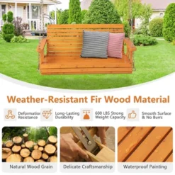 Tangkula 2-Person Porch Swing Chair Wooden Garden Swing Bench W/ Adjustable Chains -Beauty house GUEST 0574274c 5a7b 4d7a 9ffa 9b7acf5018b0