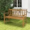 Tangkula 2-Person Outdoor Bench Patio Wooden Bench With Ergonomic Backrest & Armrests All-weather Acacia Wood Frame 48"x 22" -Beauty house GUEST 0579f6be f1c0 487b 9197 798b5644308d