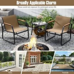 Tangkula 3-Piece Bistro Set Patio Chairs & Side Table W/ Storage Basket Breathable Mesh Fabric -Beauty house GUEST 057aa5ca 94ea 4120 8dbb e2f6533238e9