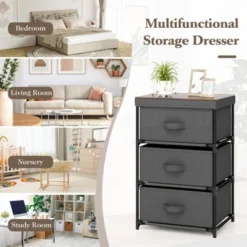 Tangkula 1pc/2pcs Dresser With 3 Drawers, Fabric Storage Organizer Tower Unit Tall Nightstand Bedside Table With Removable Lid For Bedroom -Beauty house GUEST 05bbdddb e94c 47b1 a832 34cc86895405