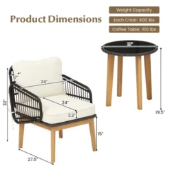 Tangkula 3 Piece Patio Chair Set Wicker Chair & Side Table Set W/ Soft Cushions & Tempered Glass Tabletop 18 Tangkula 3 Piece Patio Chair Set Wicker Chair & Side Table Set W/ Soft Cushions & Tempered Glass Tabletop -Beauty house GUEST 05cbd790 e8f4 4daa a5aa 593b418aa32d