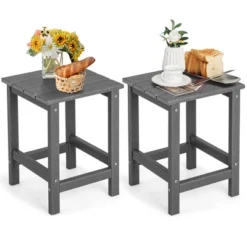 Tangkula 2PCS 14" Patio Adirondack Side Table HDPE Square Weather Resistant Garden -Beauty house GUEST 05da0597 fd1e 4ae3 935b 9899bf3b3cb4
