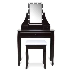 Tangkula Make-Up Vanity Table Dresser Set W/LED Light & Padded Stool -Beauty house GUEST 05e6e137 a335 4bf6 98b4 24a36a3b2072