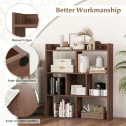 Tangkula 2pcs 7 Cubes Open-back Bookshelf Home Storage Display Shelf Horizontal Wooden Bookcase Free-standing Storage Unit With Anti-Toppling Devices Floor Organizer Rack For Bedroom Study Living Room Walnut / White -Beauty house GUEST 05ec7640 d26a 4e72 80e2 ab3fbde995b1
