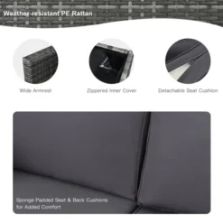 Tangkula 9 PCS Rattan Dinning Set Wicker Sofa W/Propane Gas Fire Pit 60,000 Btu Heater -Beauty house GUEST 060e81d4 2c24 4b41 bf4f 46c96265b214