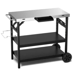 Tangkula Outdoor Food Prep Cart Table 3-tier Mobile Serving Trolley With Adjustable Shelf Phone Stand Spice Rack Towel Rack Garage Rack -Beauty house GUEST 0623e9fd 263a 465c 8a21 81d40647fcb7