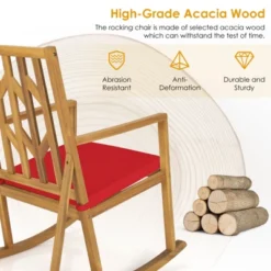 Tangkula Outdoor Rocking Chair Acacia Wood Armrest Cushioned Sofa W/Removable High-Density Cushion For Garden 13 Tangkula Outdoor Rocking Chair Acacia Wood Armrest Cushioned Sofa W/Removable High-Density Cushion For Garden -Beauty house GUEST 0632b651 974f 4a15 bea3 cc4a0e7d8d51