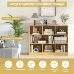 Tangkula Wood Storage Cube Bookcase 3 Tier 8 Cube Open Shelf Storage Cabinet With Anti-Toppling Devices Bookshelf Natural/Burlywood/Oak Grey/White 17 Tangkula Wood Storage Cube Bookcase 3 Tier 8 Cube Open Shelf Storage Cabinet With Anti-Toppling Devices Bookshelf Natural/Burlywood/Oak Grey/White -Beauty house GUEST 06aa89db e2f2 4629 9ead 7aba555f05ec