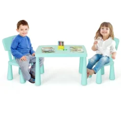 Tangkula Kids Table And 2 Chairs Set Children Play Activity Table Furniture Set Blue/Pink/White/Green -Beauty house GUEST 06bdab7c 2a1c 403a 8857 53927e7d2c9c