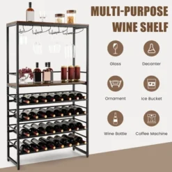 Tangkula 32 Bottles Drinks Rack Rustic Drinks Storage Holder Freestanding W/ Glass Holder -Beauty house GUEST 06de6499 2f66 4d9e baeb ebb7b0fd959d