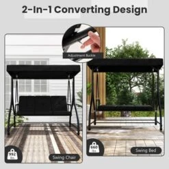 Tangkula Converting Patio Swing Chair Porch Swing Bed W/Adjustable Canopy & Thickened Cushion 17 Tangkula Converting Patio Swing Chair Porch Swing Bed W/Adjustable Canopy & Thickened Cushion -Beauty house GUEST 06f1a7f7 2d51 4b11 8374 c02c92be2b27