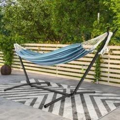 Tangkula Portable Indoor Outdoor 2-Person Double Hammock Set W/ Stand And Carrying Cases -Beauty house GUEST 071f5a1e 3122 4fef b5b3 3a7aaf9caf3b