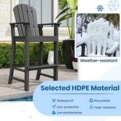 Tangkula 2PCS Outdoor HDPE Bar Stool Tall Adirondack Chair With Armrests And Footrest 30 Inches Counter Height Bar Stool -Beauty house GUEST 07446de9 ba2b 4161 aa9e 886f642c2903