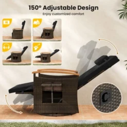 Tangkula Set Of 2 Patio Rattan 360° Swivel Recliner Lounge Chair W/Adjustable Backrest & Footrest Cushioned Push Back Reclining Seat W/Flip Side Table -Beauty house GUEST 076787e2 0089 47ff 89c1 1a585df9537a