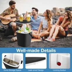 Tangkula Portable Cooler Table With Handle Cooler W/ Lift Top Lid & Bottle Opener 3-in-1 Outdoor Cocktail Drink Table Black/Blue -Beauty house GUEST 0778eba6 6a22 475a a40f 72d2cde9c3b7