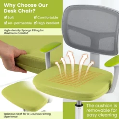 Tangkula Kids Desk Chair Adjustable Height Children Study Chair W/Auto Brake Casters Blue / Pink -Beauty house GUEST 078910a2 06bb 4fe6 8ca4 72fee70a8f30