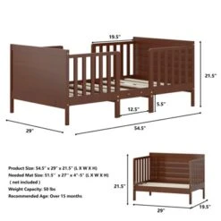Tangkula 2-in-1 Convertible Kids Furniture Bed Toddler Crib With 2 Side Safety Guardrails White/Brown -Beauty house GUEST 07aa31b6 476f 45bf af01 1aeef8f7d1ab