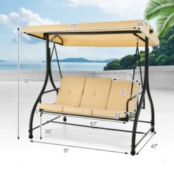 Tangkula 3-Seat Outdoor Converting Patio Swing Glider Adjustable Canopy Porch Swing -Beauty house GUEST 07dba4f0 8331 4b5c b8f4 d5c48b87bba2