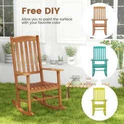 Tangkula 2 Pieces Patio Rocking Chair W/ 400 Lbs Weight Capacity Eucalyptus Wood Porch Rocker -Beauty house GUEST 081ab8c6 e744 4441 a1d8 3ddd05a4b0d6