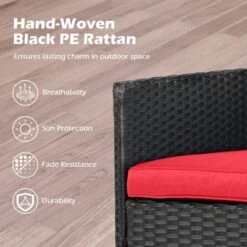 Tangkula Outdoor Rattan Loveseat 2-Seat Patio Conversation Set With Built-in Coffee Table Cushions Wicker Bench Furniture -Beauty house GUEST 08d0b7a5 0b6b 4b9f 9306 2ed2060a3df8