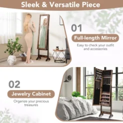 Tangkula Jewelry Mirrored Cabinet Armoire Organizer Storage Box W/ Stand Christmas Gift -Beauty house GUEST 08d3eb70 99ca 42ab a300 7b52aca0cab4